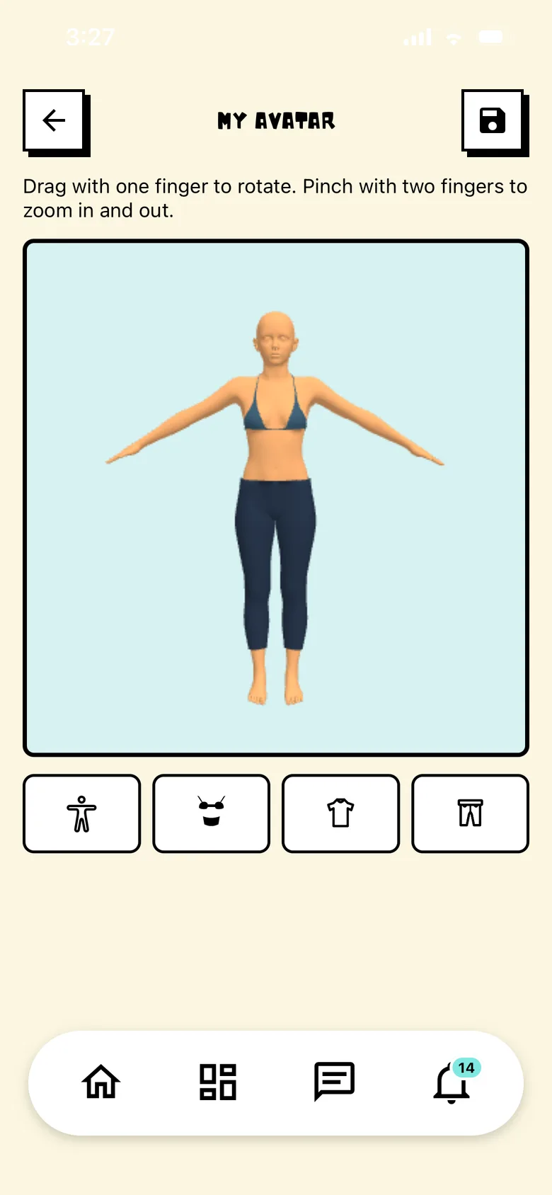 Salonat: My Avatar screen